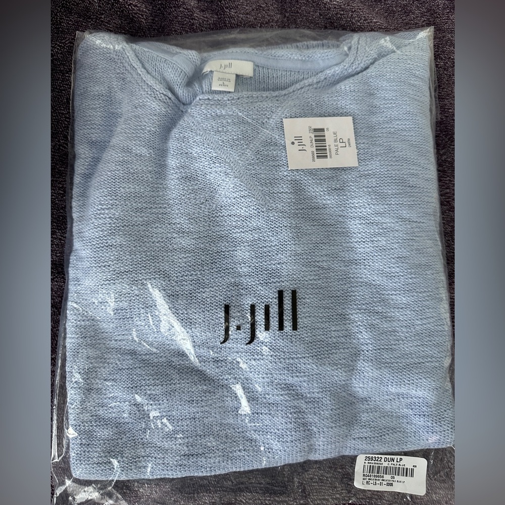 J. Jill Soft Sweatshirt Sweater NWT large petite pale blue